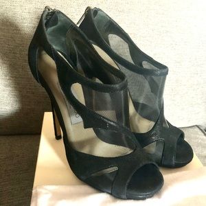 Jimmy Choo black suede/mesh booties